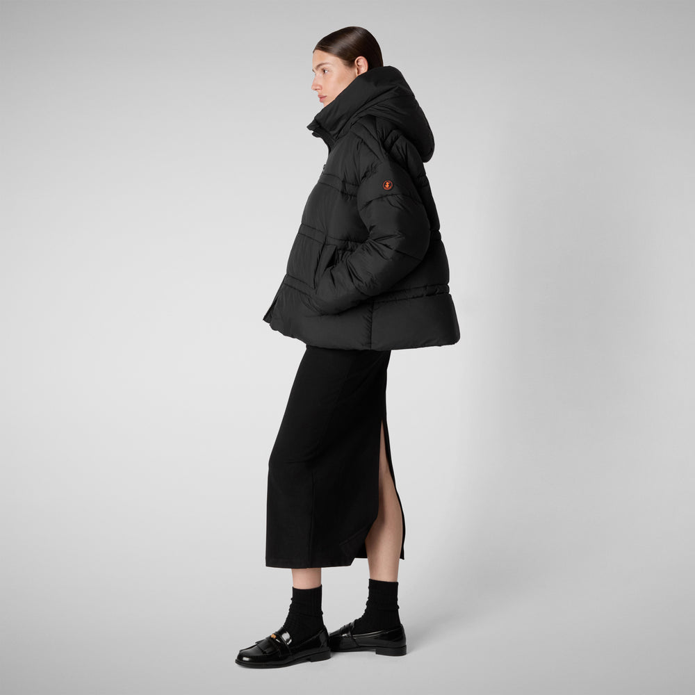 Save the duck PIUMINO ANIMAL FREE CON CAPPUCCIO DONNA KERI NERO Nuova