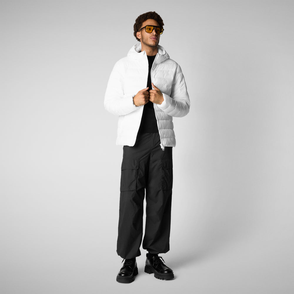 Save the duck PIUMINO ANIMAL FREE CON CAPPUCCIO UOMO HECTOR BIANCO Promozione Limitata