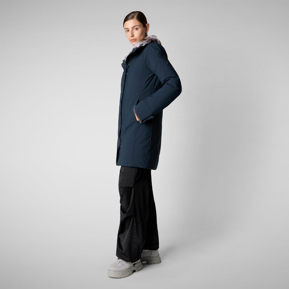 Save the duck PARKA DONNA CON CAPPUCCIO SAMANTAH BLU NERO Fino Al -60%