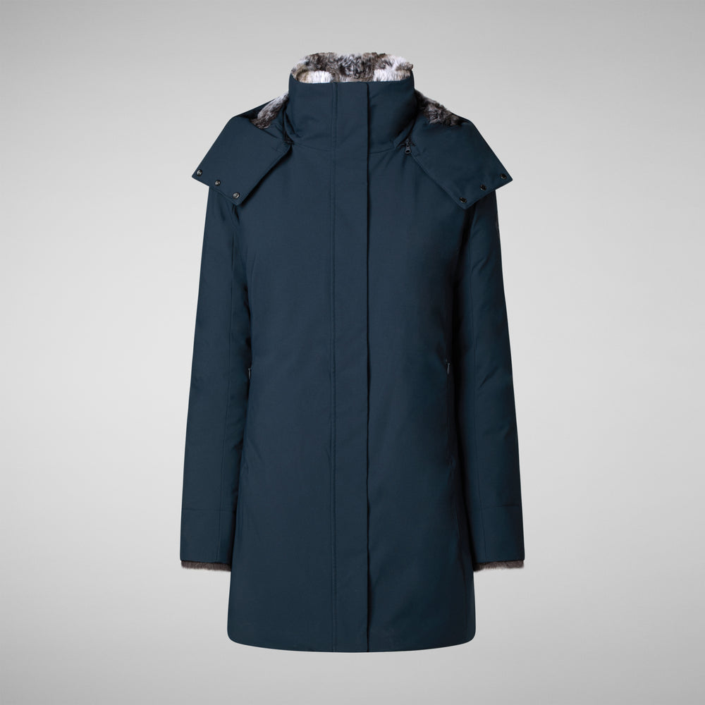 Save the duck PARKA DONNA CON CAPPUCCIO SAMANTAH BLU NERO Fino Al -60%