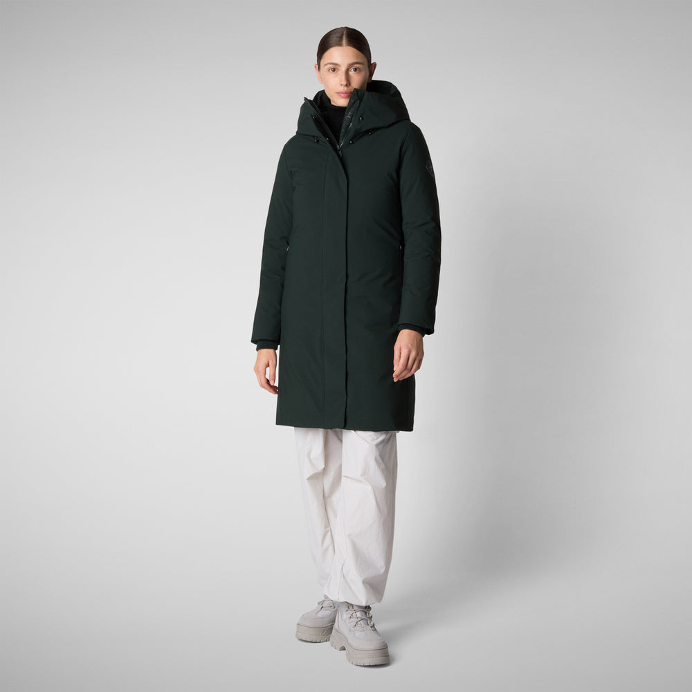 Save the duck PARKA DONNA CON CAPPUCCIO SIENNA VERDE NERO Economico