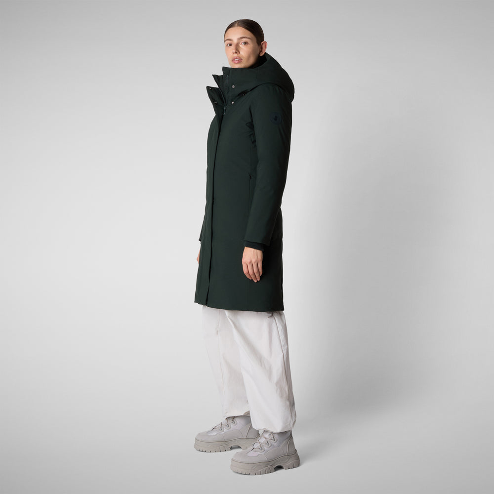 Save the duck PARKA DONNA CON CAPPUCCIO SIENNA VERDE NERO Economico