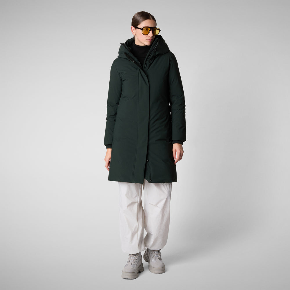 Save the duck PARKA DONNA CON CAPPUCCIO SIENNA VERDE NERO Economico