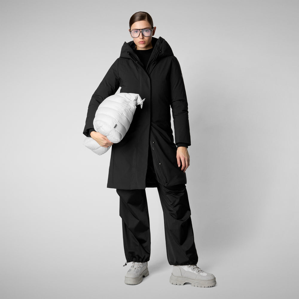 Save the duck PARKA DONNA CON CAPPUCCIO SIENNA NERO Outlet