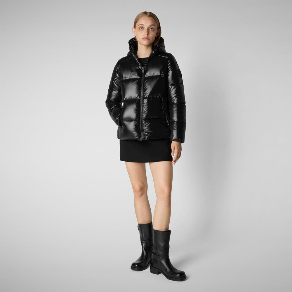 Save the duck PIUMINO ANIMAL FREE CON CAPPUCCIO DONNA LOIS NERO Saldi