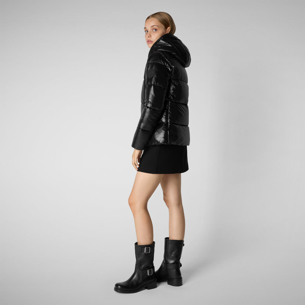 Save the duck PIUMINO ANIMAL FREE CON CAPPUCCIO DONNA LOIS NERO Saldi