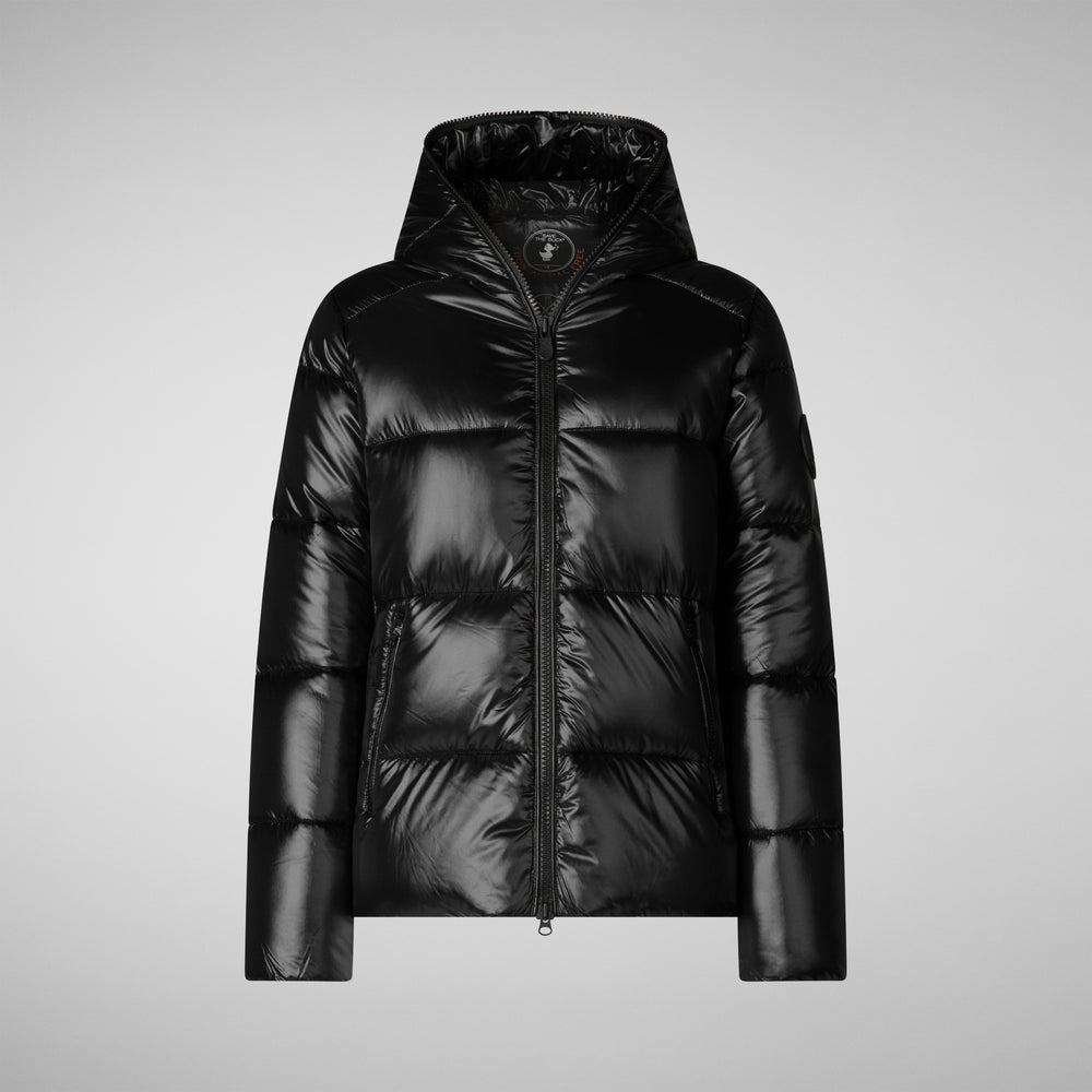 Save the duck PIUMINO ANIMAL FREE CON CAPPUCCIO DONNA LOIS NERO Saldi