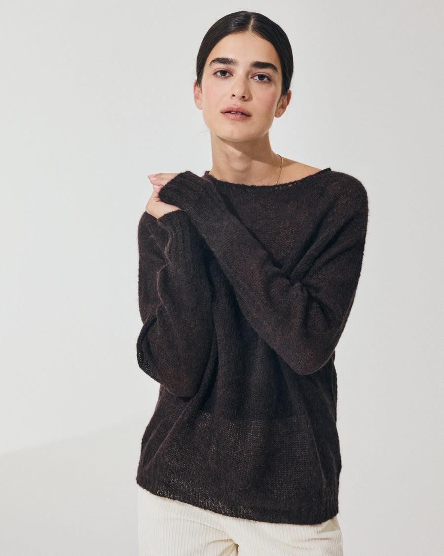 Scaglione BOAT NECK BOXY RAGLAN SEAMLESS EBANO Convenienza