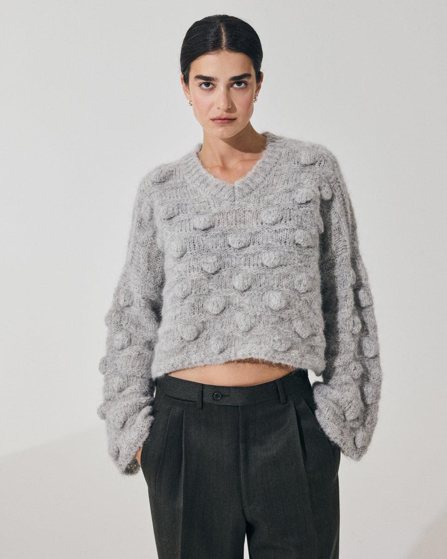 Scaglione V NECK OVER HAZELNUT STITCH GREY Economico