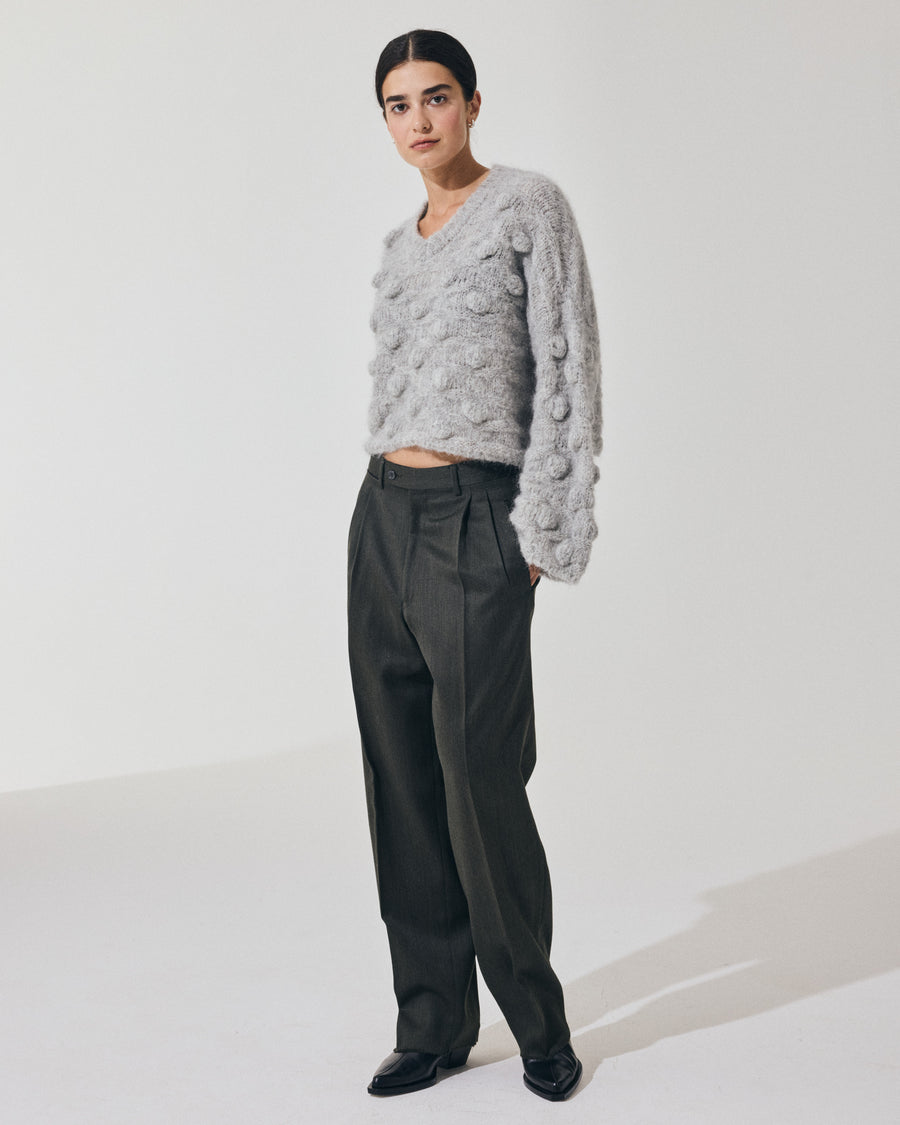 Scaglione V NECK OVER HAZELNUT STITCH GREY Economico