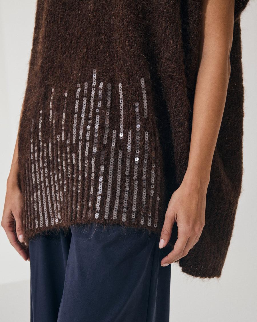 Scaglione PONCHO V PAILLETTES EBANO In Vendita