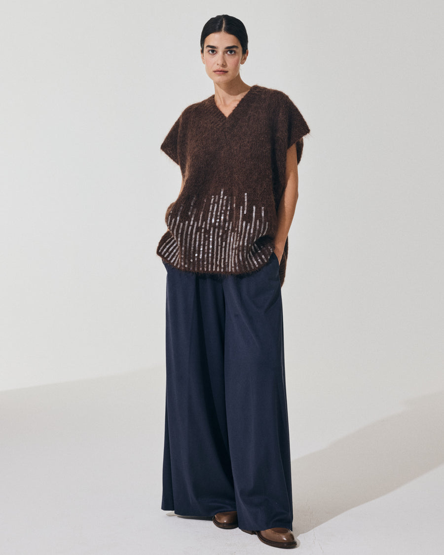 Scaglione PONCHO V PAILLETTES EBANO In Vendita