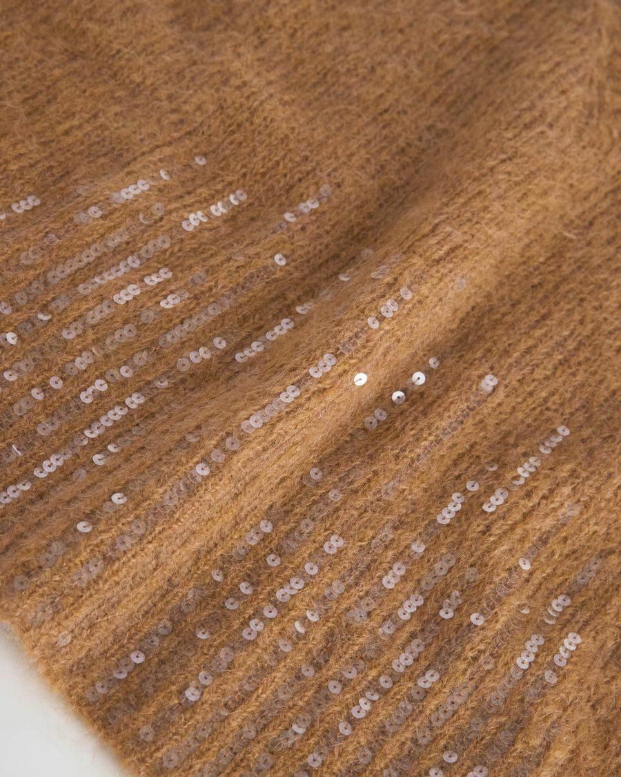 Scaglione PONCHO V PAILLETTES CARAMEL Saldi