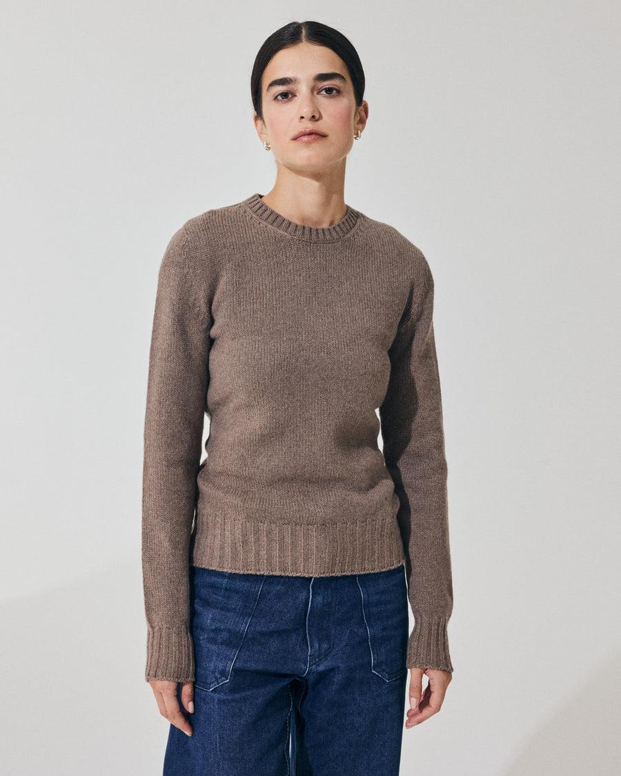 Scaglione ROUND NECK SOFT HYBRID CASHMERE TAUPE In Saldo