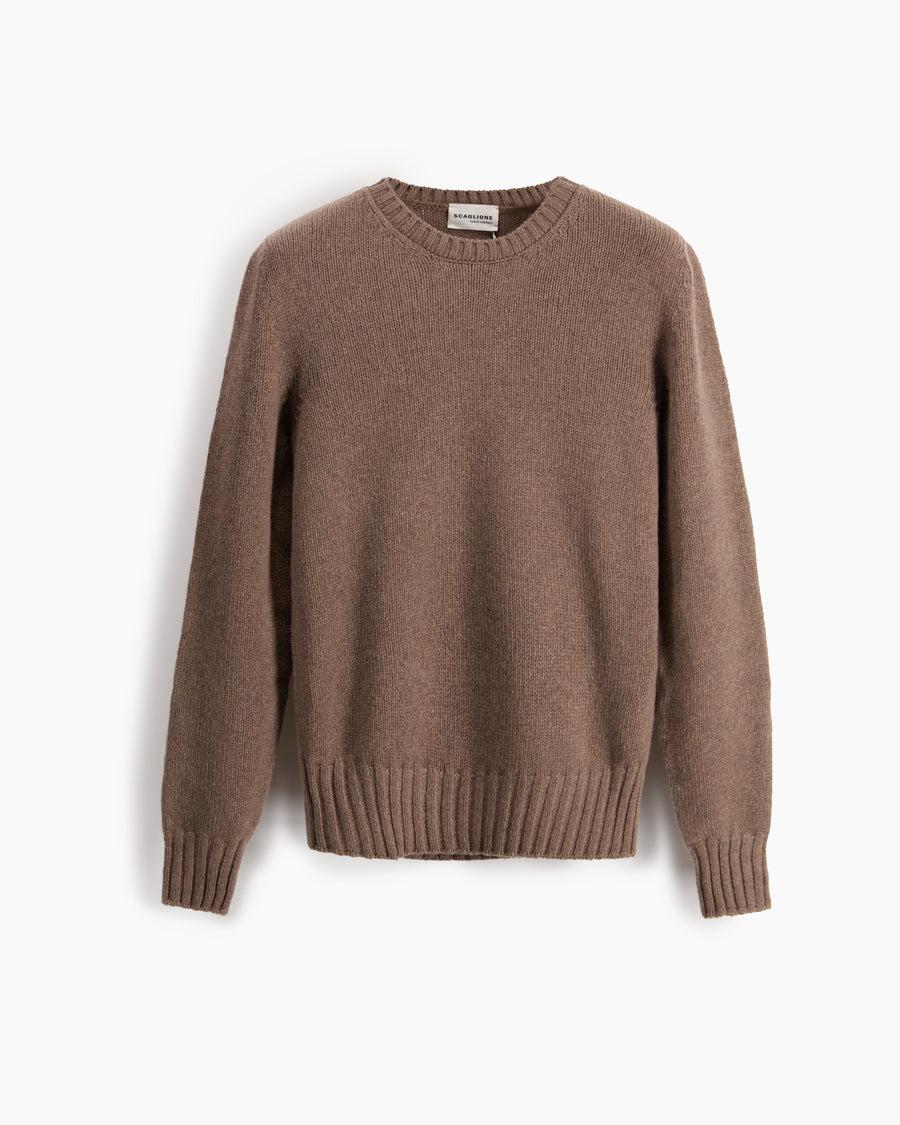 Scaglione ROUND NECK SOFT HYBRID CASHMERE TAUPE In Saldo