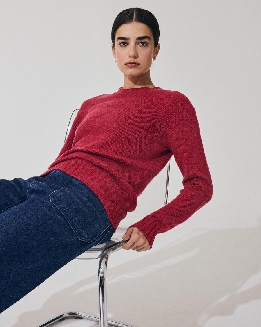 Scaglione ROUND NECK SOFT HYBRID CASHMERE MAGENTA Nuova