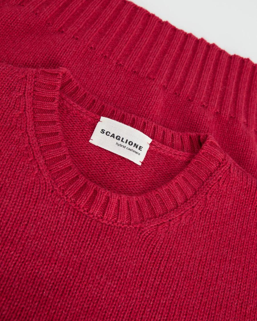 Scaglione ROUND NECK SOFT HYBRID CASHMERE MAGENTA Nuova