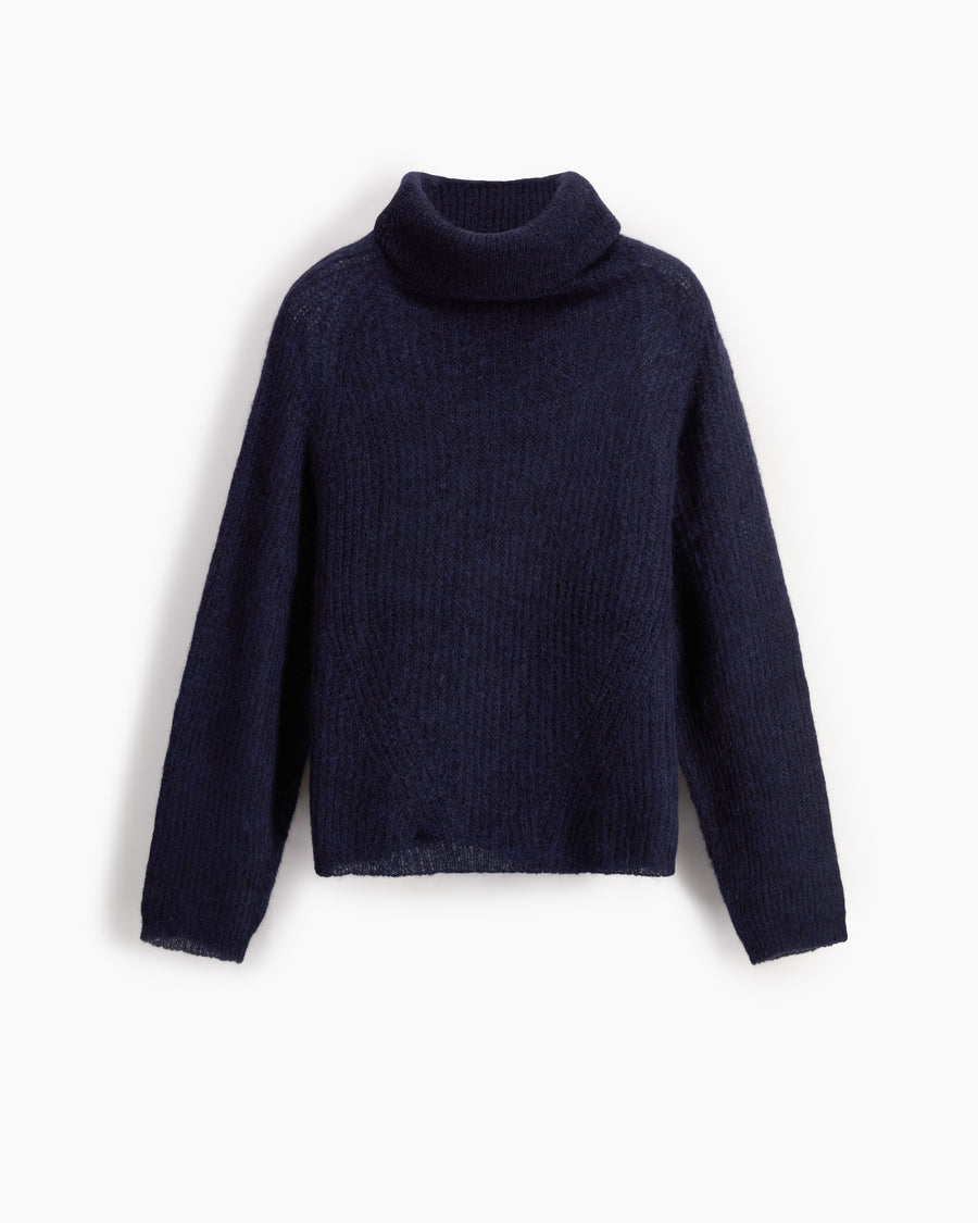 Scaglione TURTLE NECK RAGLAN FISHERMAN NAVY Italy
