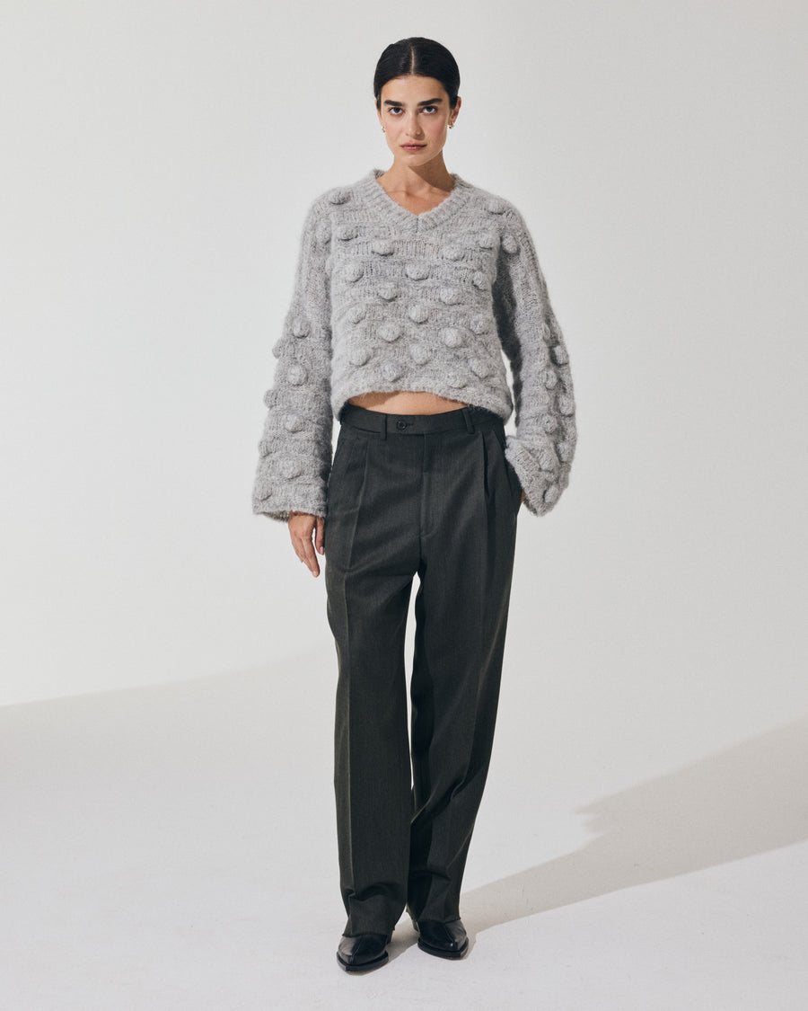 Scaglione V NECK OVER HAZELNUT STITCH GREY Pezzi Unici