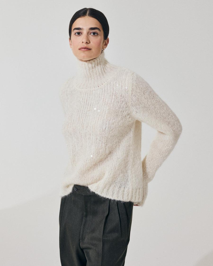 Scaglione T.NECK TRAPEZIO PAILLETTES MILK Fino Al -60%