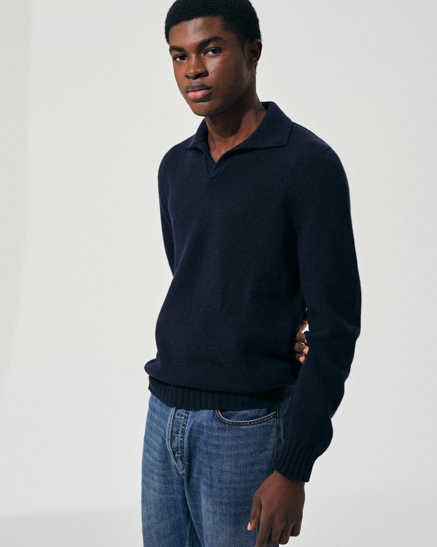 Scaglione OPEN POLO HYBRD CASHMERE NAVY Presa
