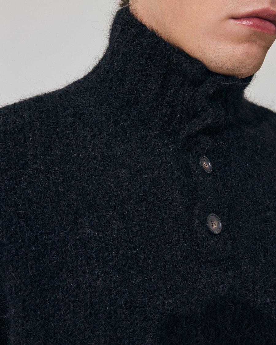 Scaglione HIGH NECK BOTTONI MESSY HAIR NAVY In vendita