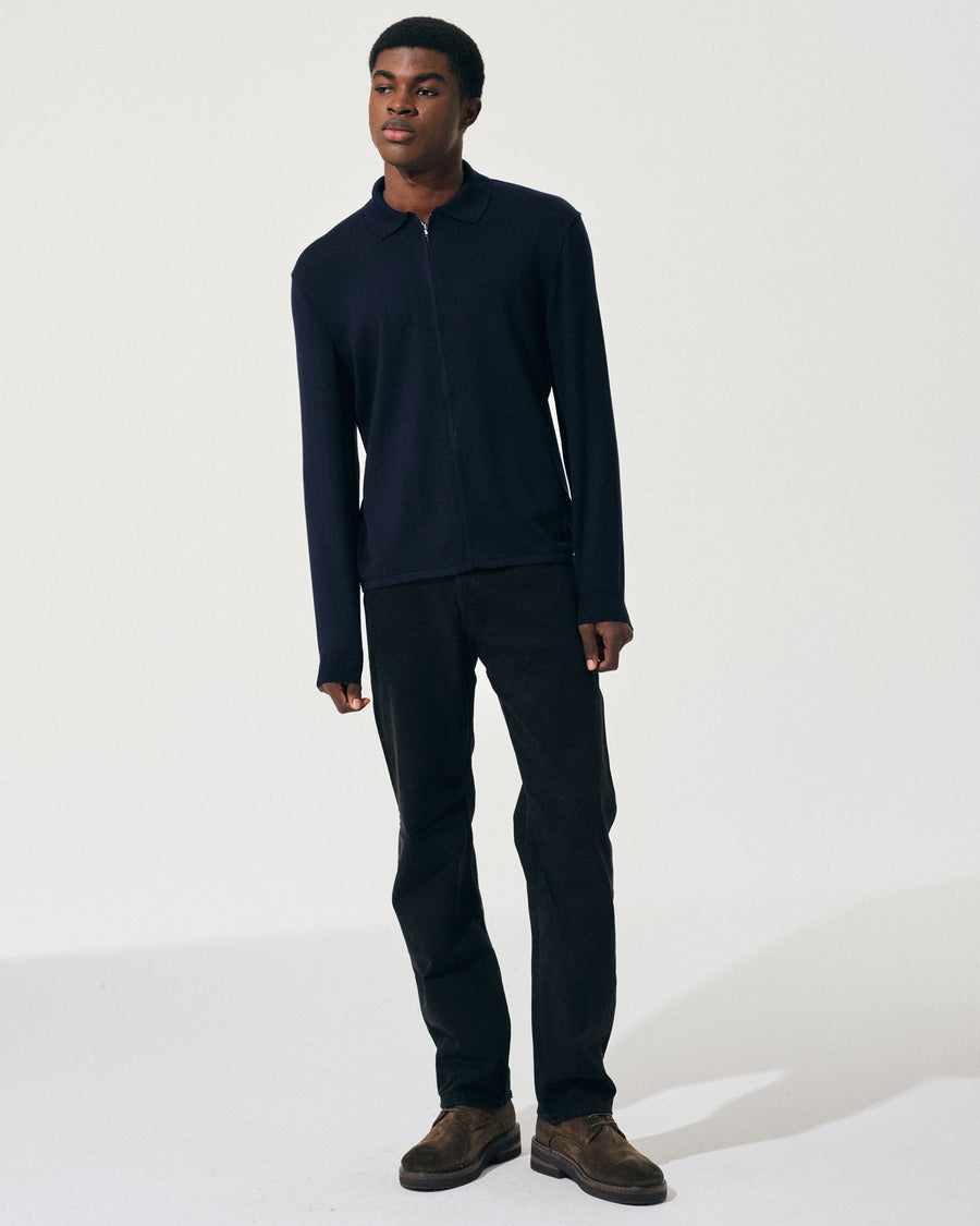 Scaglione ZIPPER COLLO A POLOCOMPACT MERINO NAVY Outlet