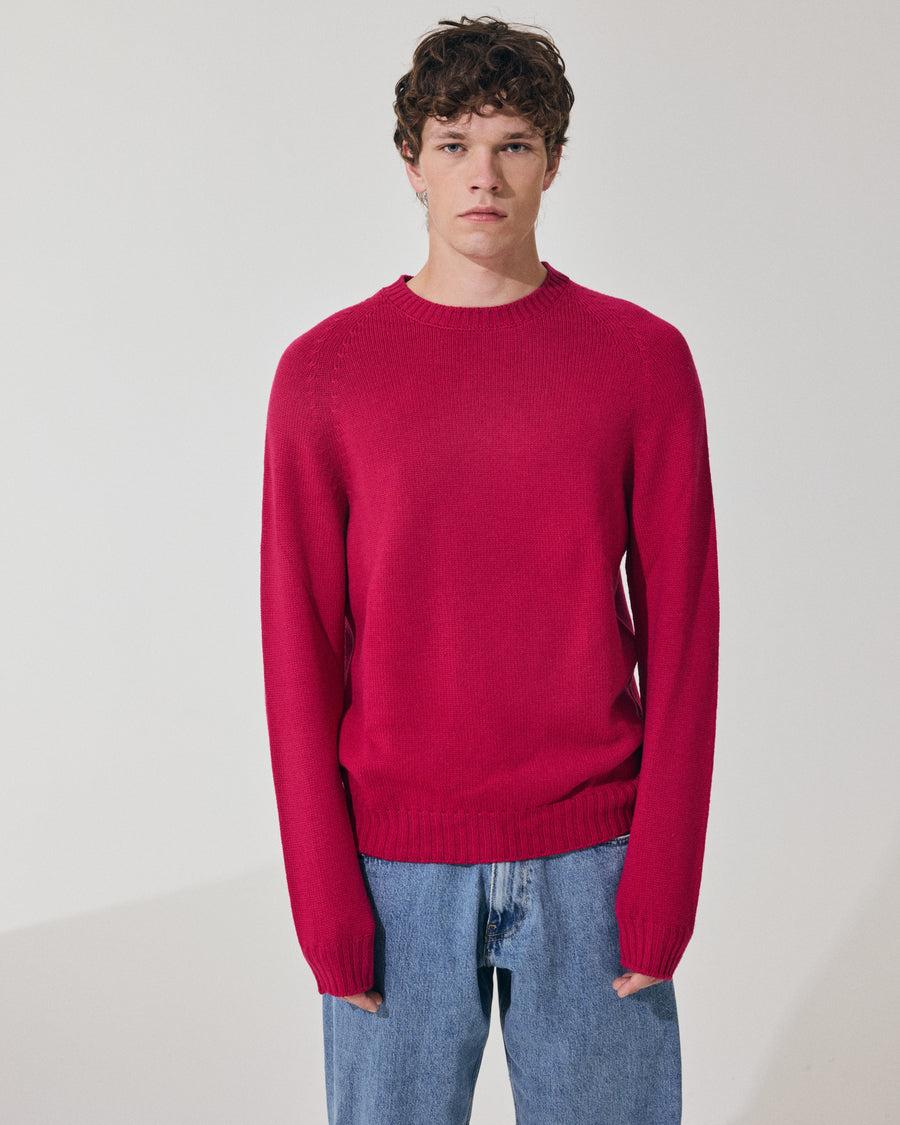 Scaglione ROUND NECK RAGLAN SOFT MERINO MAGENTA In Vendita