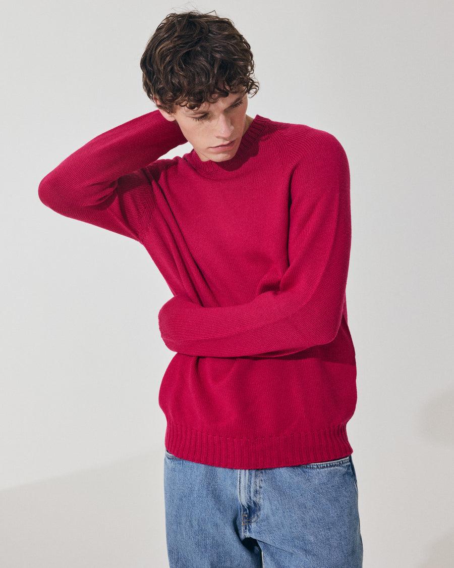 Scaglione ROUND NECK RAGLAN SOFT MERINO MAGENTA In Vendita