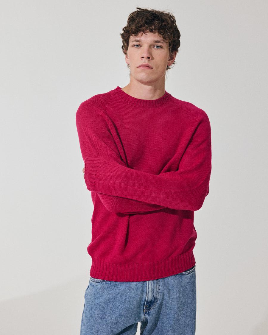 Scaglione ROUND NECK RAGLAN SOFT MERINO MAGENTA In Vendita