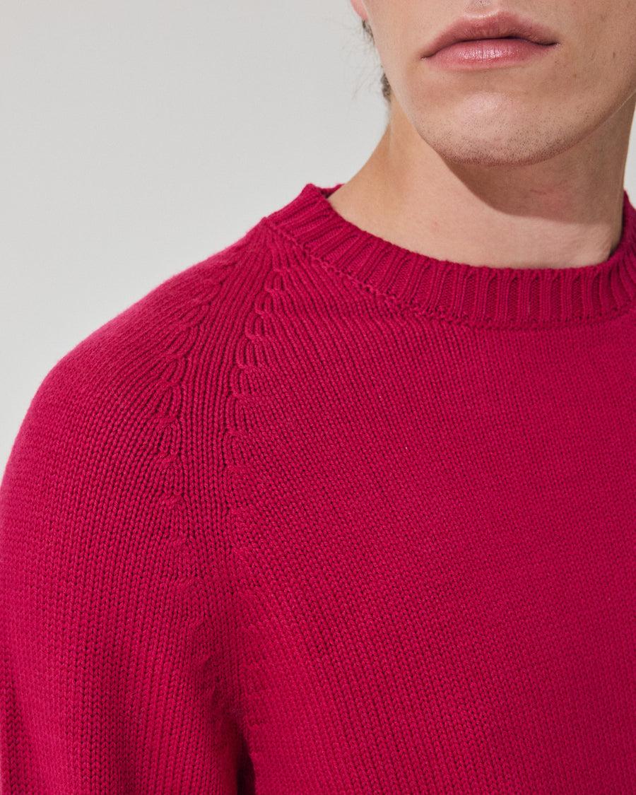 Scaglione ROUND NECK RAGLAN SOFT MERINO MAGENTA In Vendita