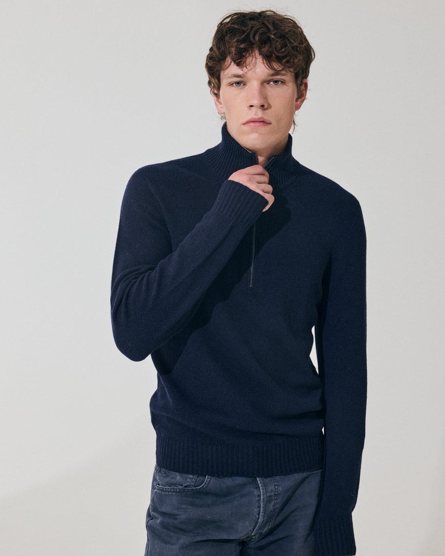 Scaglione ARMY ZIP HYBRD CASHMERE CASHMERE NAVY Vendita Calda