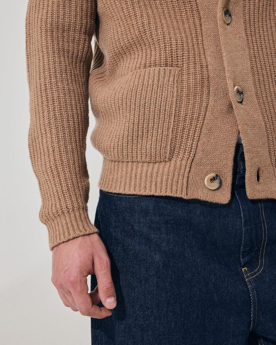 Scaglione CARDIGAN PANNOCCHIA HYBRD CASHMERE CARAMEL Vendita Economica