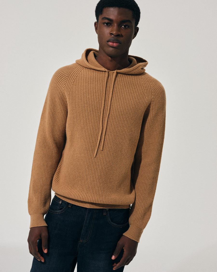 Scaglione HOODIE FISHERMAN MIXCASH CARAMEL Moda