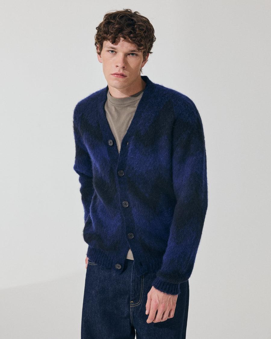 Scaglione CARDIGAN JQD ZIGZAGBRUSHED ROYAL Italy
