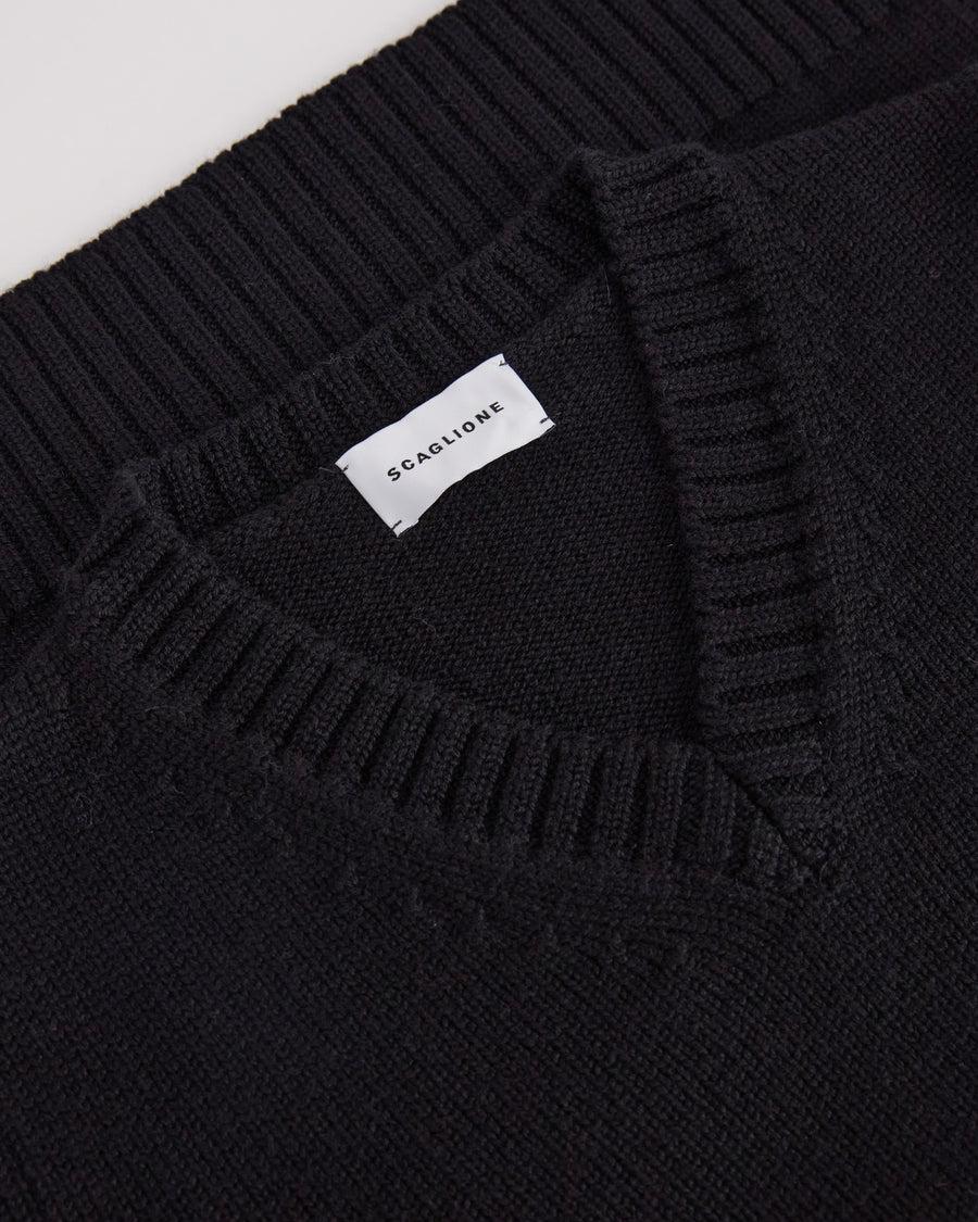 Scaglione V.NECK MERINO SOFT BLACK Promozione