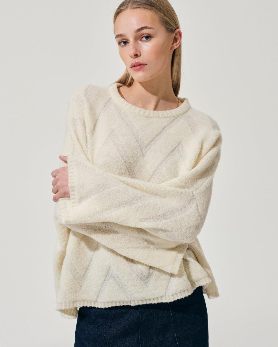 Scaglione ROUND NECK OVER ZIGZAG SPONGY MILK Consegna Veloce