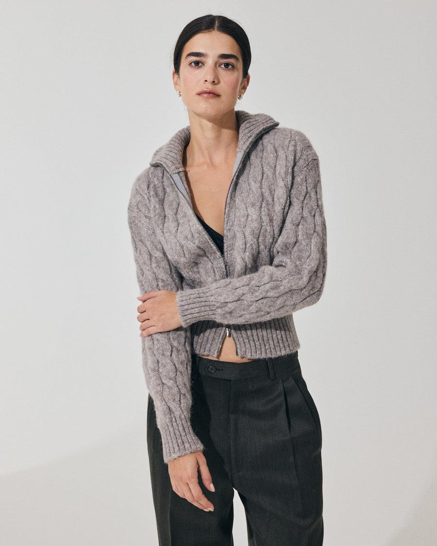 Scaglione BOMBER CORTO ZIP CABLES LTGREY Shopping Online