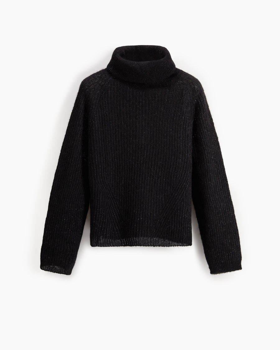 Scaglione TURTLE NECK RAGLAN GLITTER BLACK Outlet