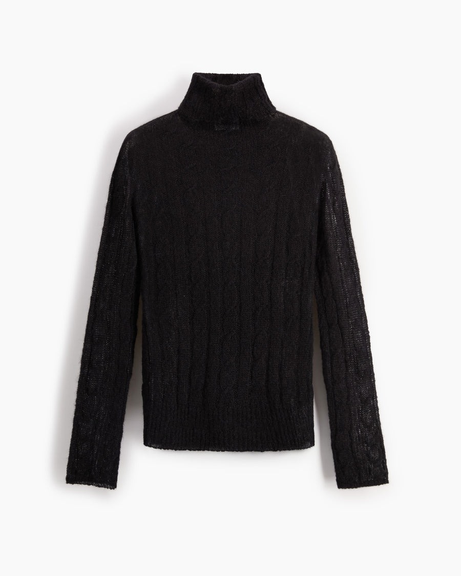 Scaglione TURTLE NECK SLIM CABLES ULTRALIGHT BLACK