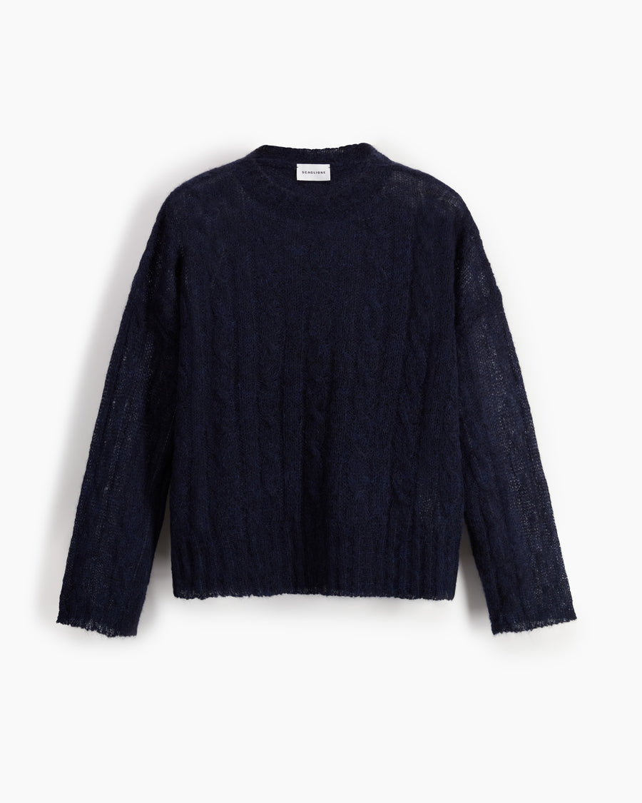 Scaglione ROUND NECK BOXY CABLES ULTRALIGHT NAVY
