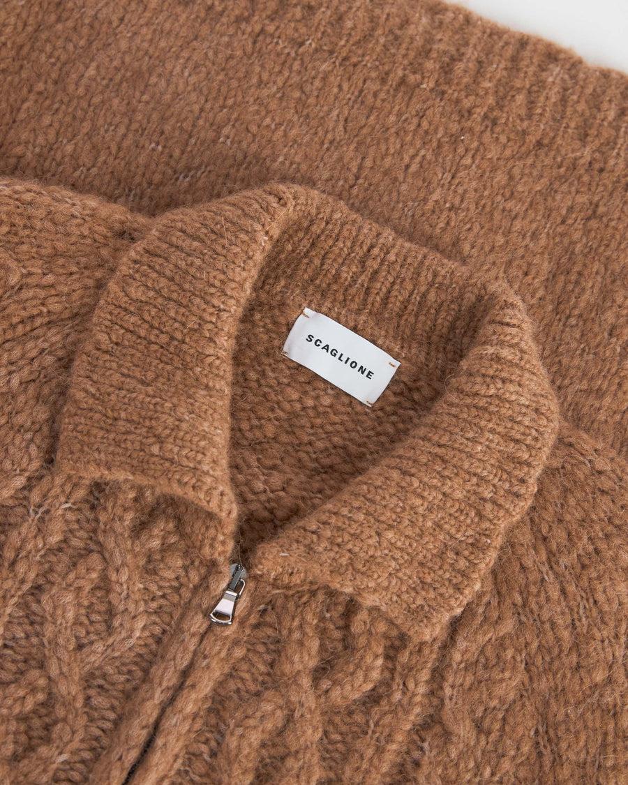 Scaglione ZIPPER ALPACA ARAN CARAMEL Qualità Garantita