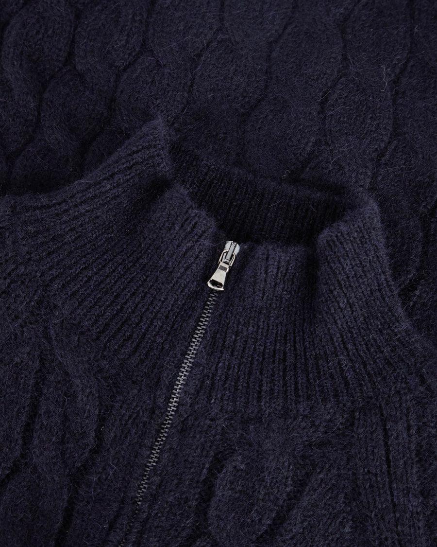 Scaglione ZIPPER RAGLAN CABLES NAVY Acquista Ora