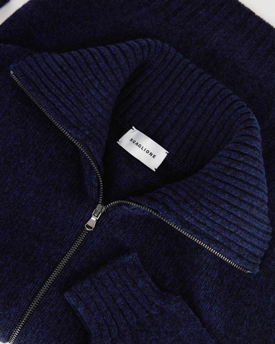Scaglione ZIPPER SOFTWOOL NAVY Affare Del Giorno