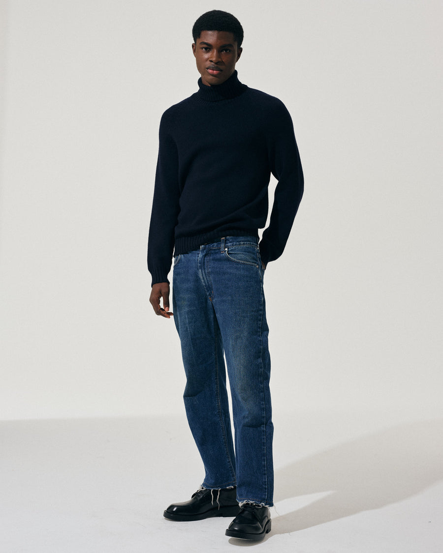 Scaglione TURTLE NECK RAGLAN SOFT MERINO NAVY Sconto