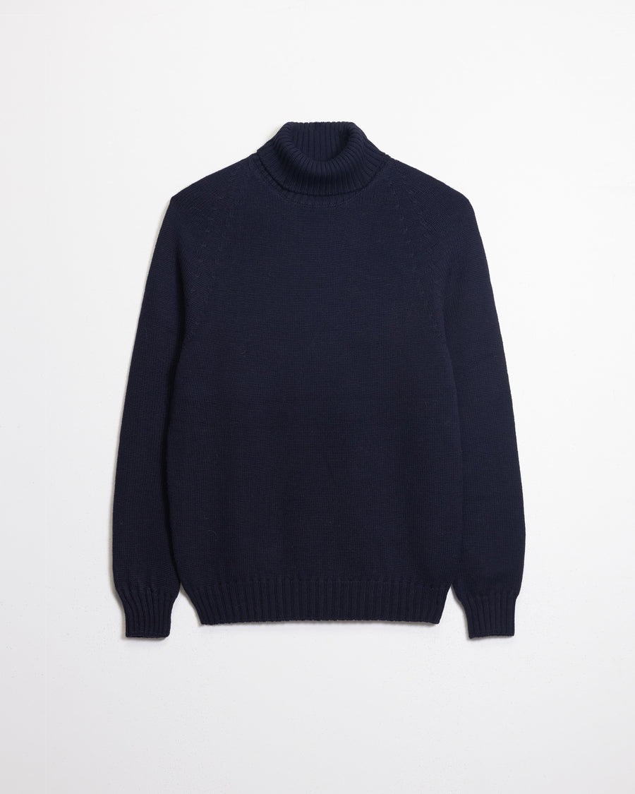 Scaglione TURTLE NECK RAGLAN SOFT MERINO NAVY Sconto