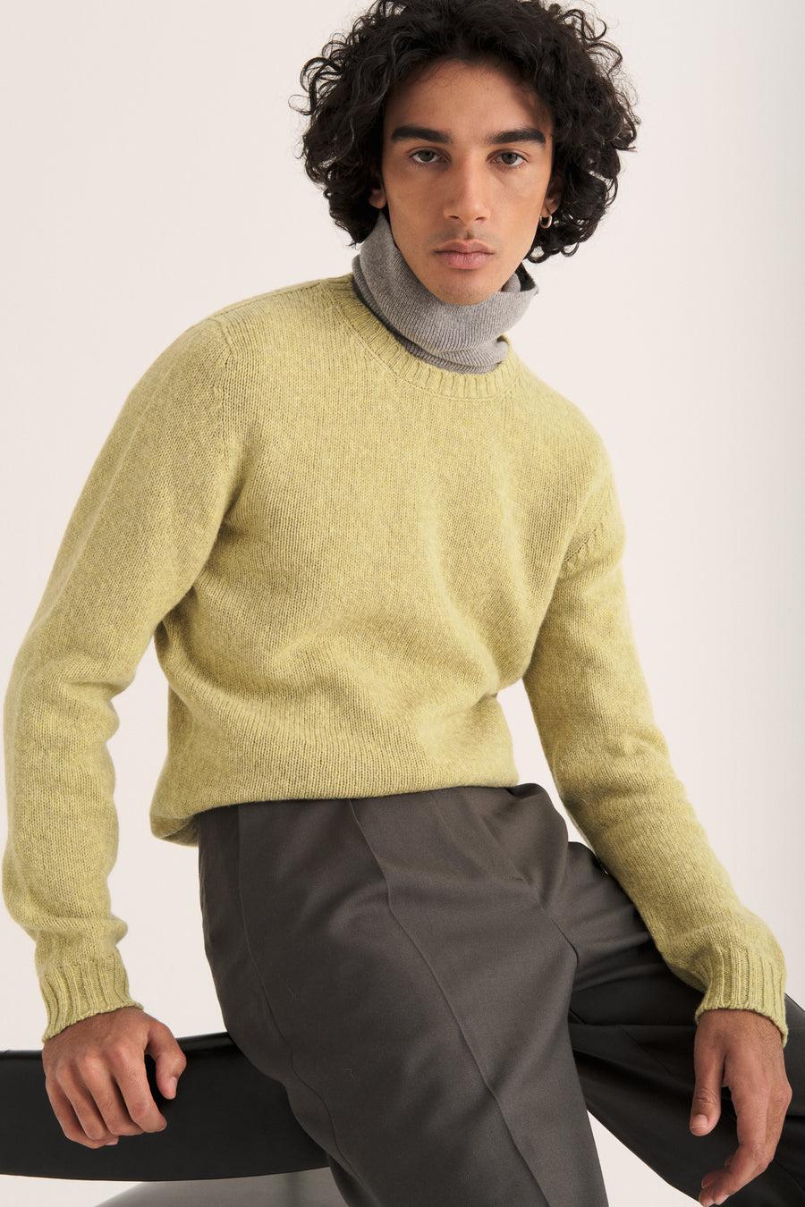 Scaglione ROUND NECK SEAMLESS SOFTWOOL LIME Saldi Di Fabbrica