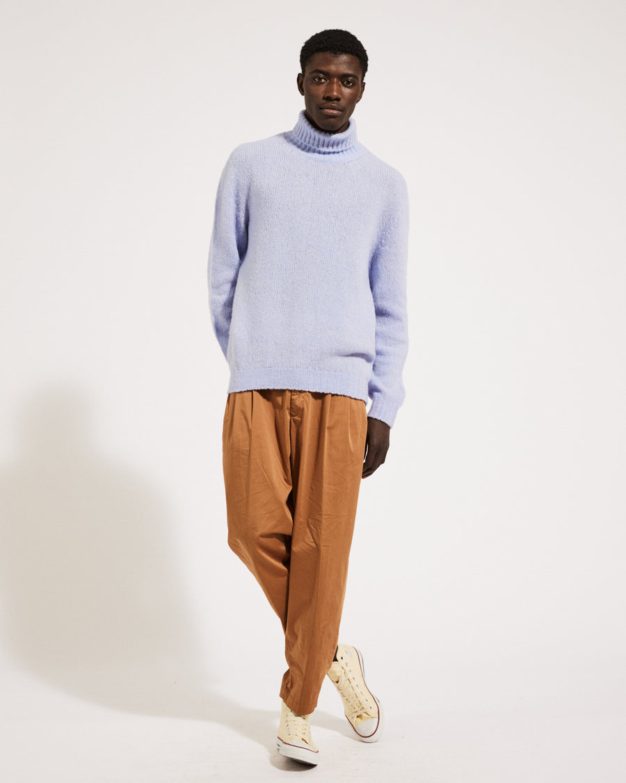 Scaglione TURTLE NECK SEAMLESS PUFFED CASHMERE CELESTE Negozio