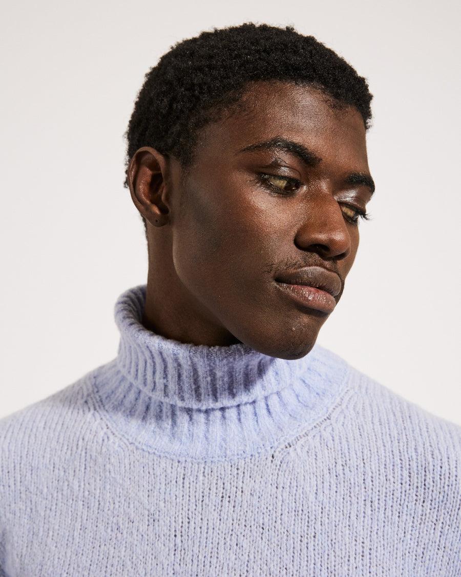 Scaglione TURTLE NECK SEAMLESS PUFFED CASHMERE CELESTE Negozio