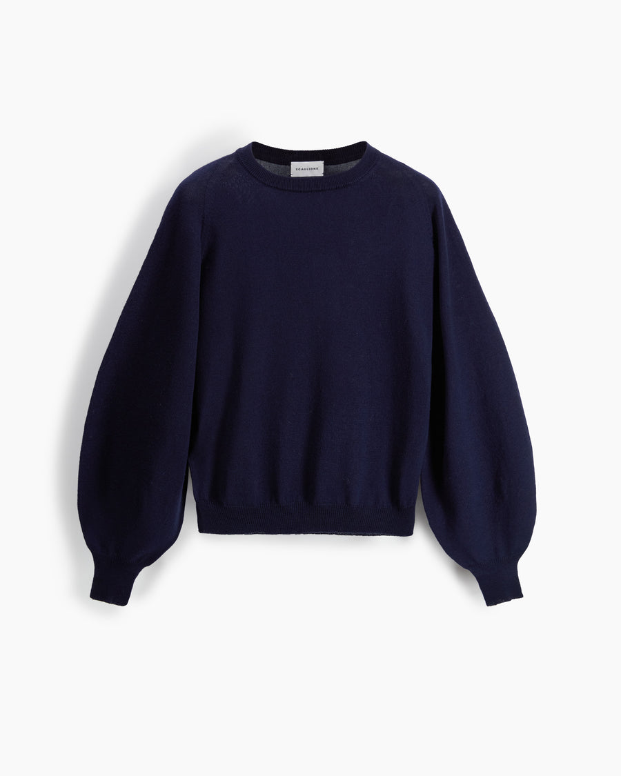 Scaglione ROUND NECK BOXY RAGLAN SEAMLESS MERINO NAVY Prezzo Ridotto